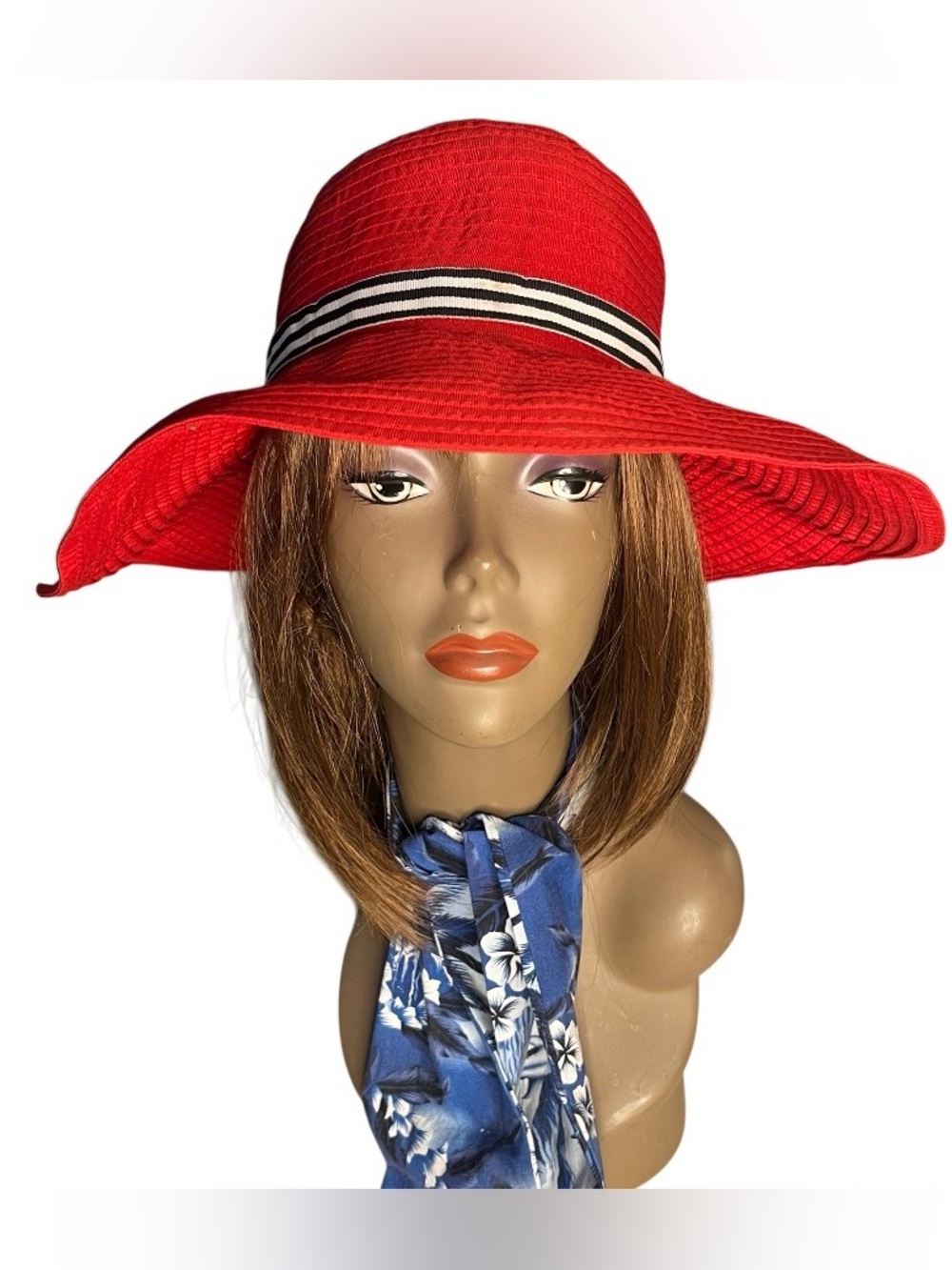 LAUREN RALPH LAUREN Sun Hat Red Cloth Large Floppy Brim One Size